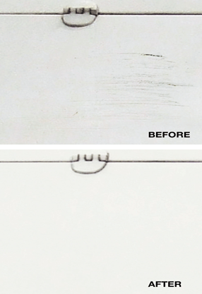 Image of repairs before and after.