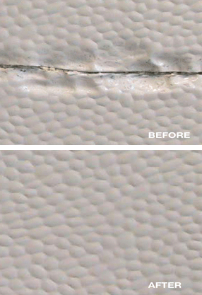 Image of repairs before and after.