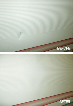 Image of repairs before and after.
