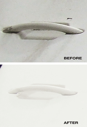 Image of repairs before and after.
